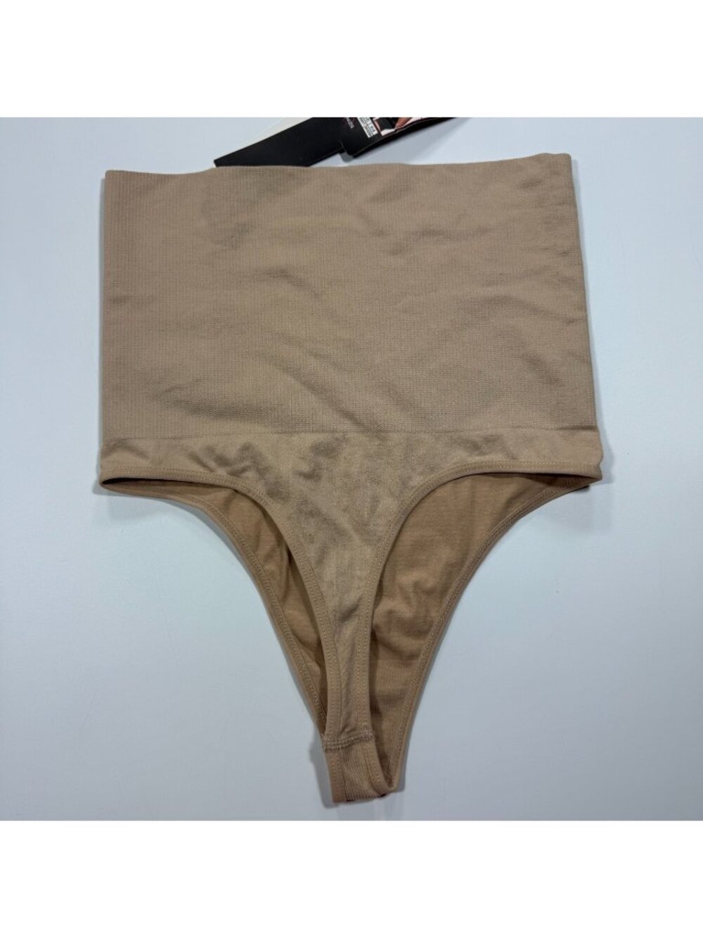 Black Fuchsia by Secret Lace Shapewear Women's L Beige Nylon High-Waisted Thong